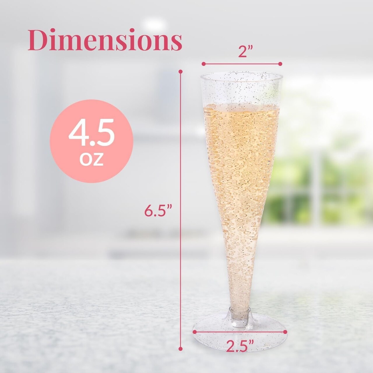 Edge Collections -Silver-Disposable Glitter Champagne Flutes for Parties-24 pcs